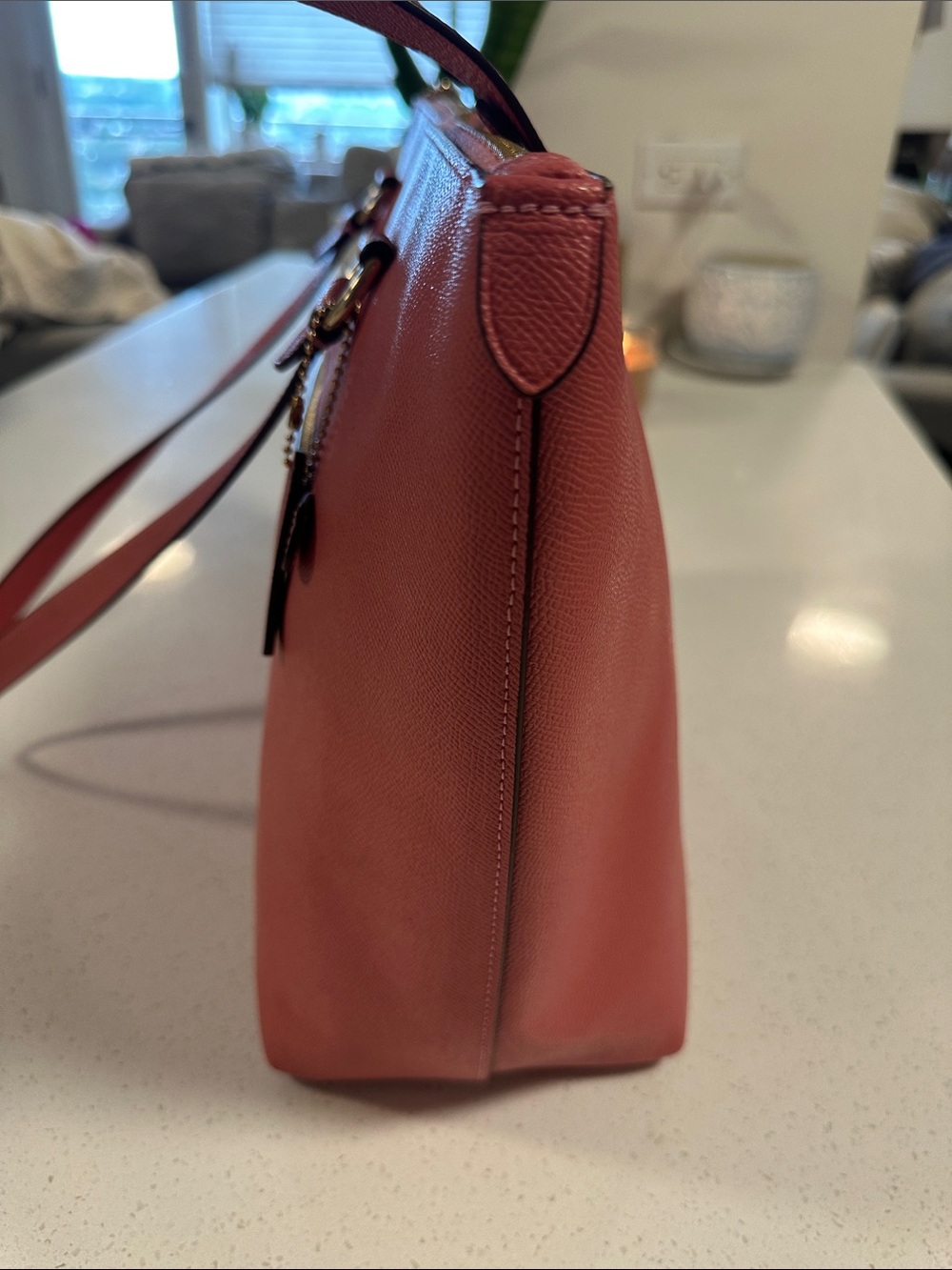 Coach Coral Pink Saffiano Leather Tote with Front Zip - Picture 8 of 11